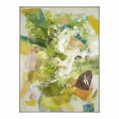 Tableaux - Tableau NATURE peinture à l'huile vert et jaune 90x120 - BLANC D'IVOIRE