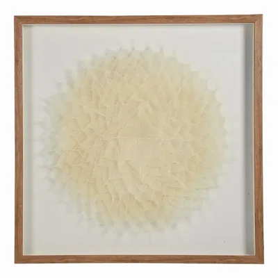 Paintings - FLOWER wall decoration ecru leaves 80x80 - BLANC D'IVOIRE
