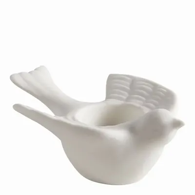 Candles - Mésange candle holder in white ceramic biscuit - MATHILDE M.