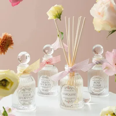 Diffuseurs de parfums - Diffuseur de parfum d'ambiance Les Intemporelles en Fleurs 90 ml - Rose Elixir - MATHILDE M.