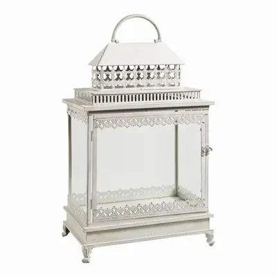 Candlesticks and candle holders - Marie lantern in white metal 37 x 22.5 x 56 cm - MATHILDE M.