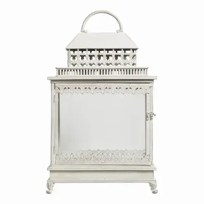 Bougeoirs et photophores  - Lanterne Marie en métal blanc 37 x 22,5 x 56 cm - MATHILDE M.