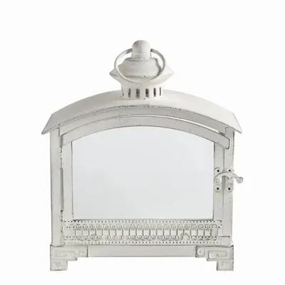 Bougeoirs et photophores  - Lanterne Marie en métal blanc 22 x 11 x 25 cm - MATHILDE M.