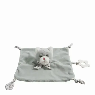 Soft toy - Toudoux Kitten with gray teething ring - MATHILDE M.