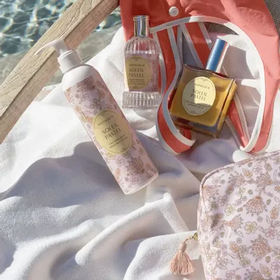 Clutches - Soleil Pastel large rectangular fabric toiletry bag - MATHILDE M.