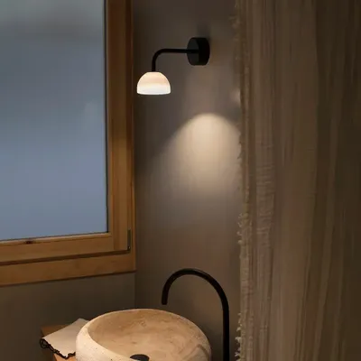 Appliques - ABSIDIOLA applique murale mini avec abat-jour en albâtre ou céramique - LUXCAMBRA