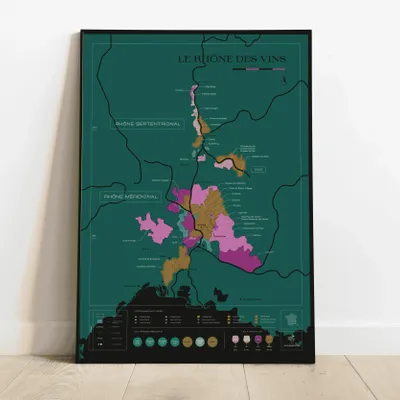 Objets de décoration - Carte du vin à gratter - Rhône - 1020 DÉGUSTATIONS