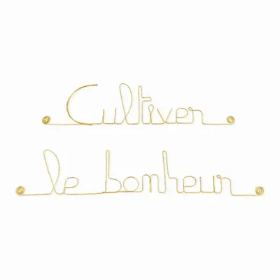 Other wall decoration - Gold Brass Wire Wall Decor ” Cultivating Happiness" - BIJOUX DE MUR