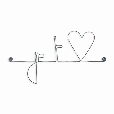 Cadeaux - Décoration Murale en fil de fer - Message d'amour : Je t'aime - BIJOUX DE MUR