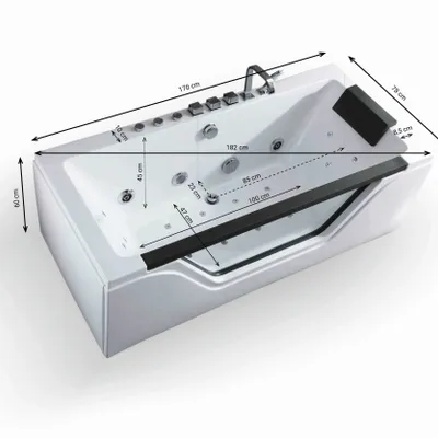Bathtubs - Whirlpool Bathtub Tahiti Jets, 170x80 cm, By Spalina - SPALINA
