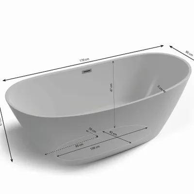 Baignoires - Baignoire îlot ovale VENECIA 170x80cm, by SPALINA - SPALINA