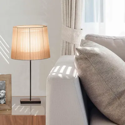 Lampes de table - INDIANA lampe à poser avec abat-jour d'organza beige - LUXCAMBRA