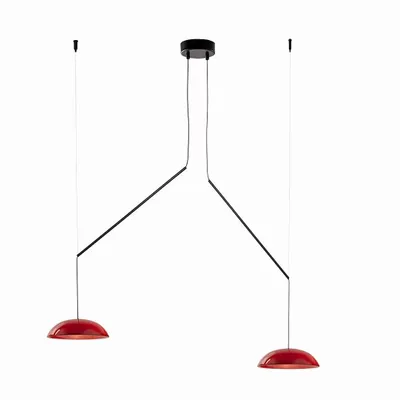 Hanging lights - ABSIDIOLA moving hanging lamp plato with 2 ceramic shades - LUXCAMBRA