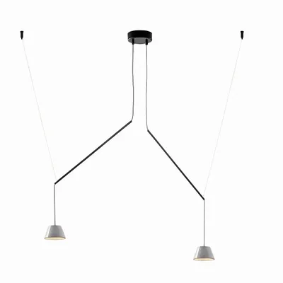 Hanging lights - ABSIDIOLA moving hanging lamp with 2 ceramic shades - LUXCAMBRA