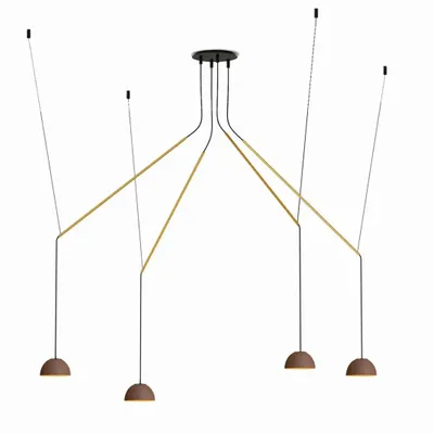 Hanging lights - ABSIDIOLA mini moving hanging lamp with 4 alabaster/ceramic shades - LUXCAMBRA