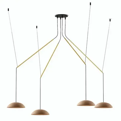 Hanging lights - ABSIDIOLA moving hanging lamp with 4 plato ceramic shades - LUXCAMBRA