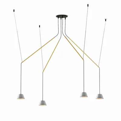 Hanging lights - ABSIDIOLA conica moving hanging lamp with 4 ceramic shades - LUXCAMBRA