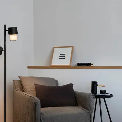 Floor lamps - KAN floor lamp in black with 2 shades - LUXCAMBRA