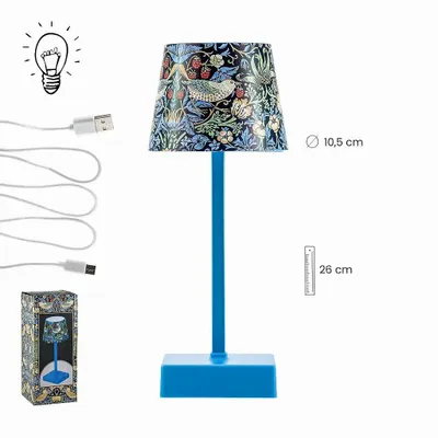Table lamps - Table lamp, W.Morris - Strawberry Thief, rechargeable LED - JAVIER SA