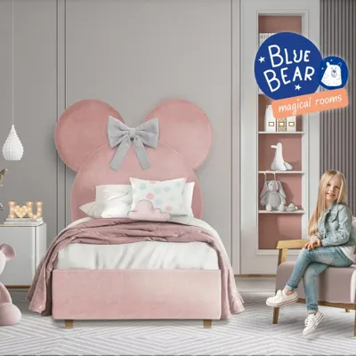 Children's bedrooms - Crazy Mouse Upholstered Bed - BLUE BEAR