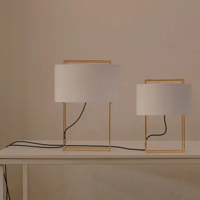 Lampes de table - LEWIT lampe de table en taille S avec abat-jour en cotonet - LUXCAMBRA