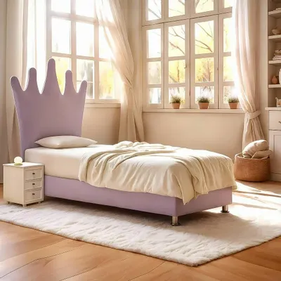 Chambres d'enfants - Princess Crown Upholstered Bed - BLUE BEAR