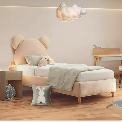 Chambres d'enfants - Teddy Bear Upholstered Bed - BLUE BEAR