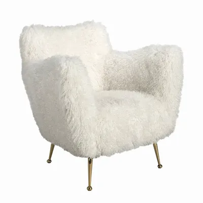 Armchairs - White long pile fabric armchair - ANGEL CERDÁ