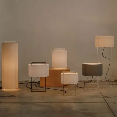Lampes de table - LEWIT lampe à poser en version longue avec abat-jour en cotonet - LUXCAMBRA