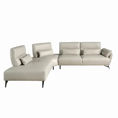 Sofas - Left chaise longue sofa sand leather - ANGEL CERDÁ