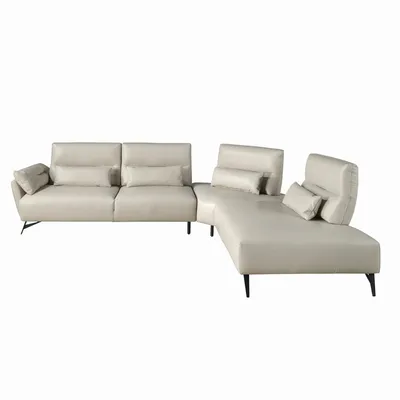 Sofas - Right chaise longue sofa sand leather - ANGEL CERDÁ