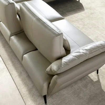 Canapés - Canapé d'angle droite cuir sable - ANGEL CERDÁ