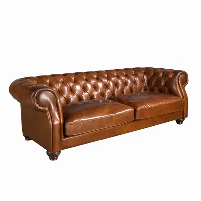 Sofas - 3 seater chester sofa in cognac brown leather - ANGEL CERDÁ