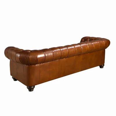Sofas - 3 seater chester sofa in cognac brown leather - ANGEL CERDÁ