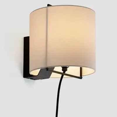 Wall lamps - LEWIT wall lamp in black or white and cotonet lampshade - LUXCAMBRA