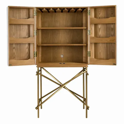 Sideboards - Tall sideboard, fabric, walnut and golden polished steel - ANGEL CERDÁ