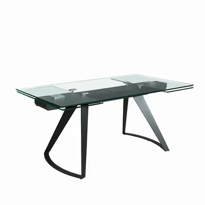 Dining Tables - Rectangular extendable dining table in tempered glass and black steel - ANGEL CERDÁ