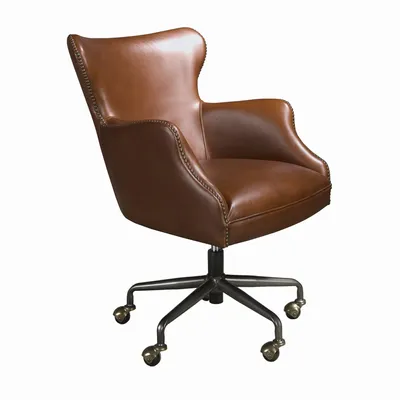 Chaises - Fauteuil de bureau pivotant cuir marron foncé - ANGEL CERDÁ