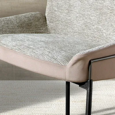 Chaises - Chaise en tissu gris et velours marron - ANGEL CERDÁ