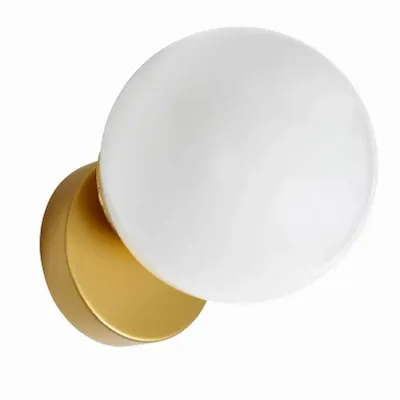 Wall lamps - LYMINGTON wall lamp with opalised globe and black/gold structure - LUXCAMBRA