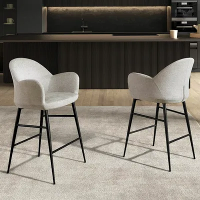 Tabourets - Tabouret en tissu gris clair - ANGEL CERDÁ