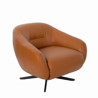 Armchairs - Brown leather swivel armchair - ANGEL CERDÁ
