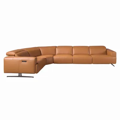 Sofas - Brown leather left corner relaxation sofa - ANGEL CERDÁ