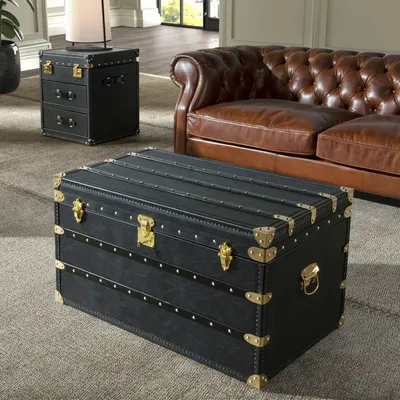 Boîtes de rangement  - Coffre en cuir noir - ANGEL CERDÁ