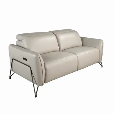 Sofas - 2 seater relaxation sofa in sand leather - ANGEL CERDÁ