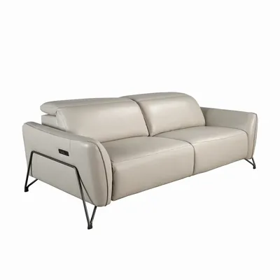 Sofas - 3 seater relaxation sofa in sand leather - ANGEL CERDÁ