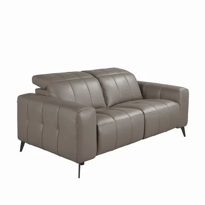 Sofas - 2-seater relaxation sofa in grey leather - ANGEL CERDÁ