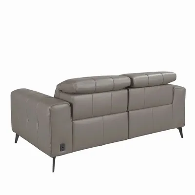 Sofas - 2-seater relaxation sofa in grey leather - ANGEL CERDÁ