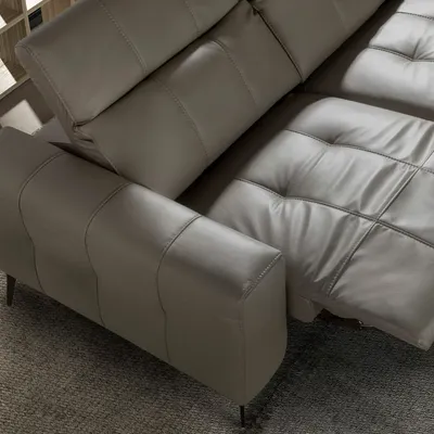 Sofas - 2-seater relaxation sofa in grey leather - ANGEL CERDÁ