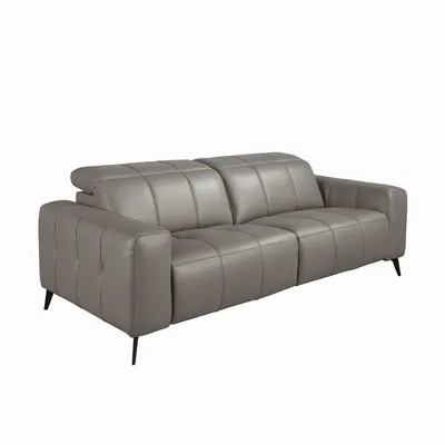 Sofas - 3-seat relaxation sofa in grey leather - ANGEL CERDÁ